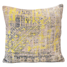 Load image into Gallery viewer, Yellow & Brown Stonewashed Printed Throw Pillow
