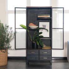 Load image into Gallery viewer, Acacia Wood & Metal Cabinet w/ Shelves