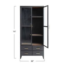 Load image into Gallery viewer, Acacia Wood & Metal Cabinet w/ Shelves