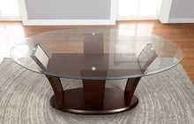 Load image into Gallery viewer, CLEARANCE Manhattan Wooden Oval Glass Top Dining Table