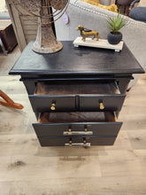 Load image into Gallery viewer, Black Painted Wooden 2 Drawer Nightstand