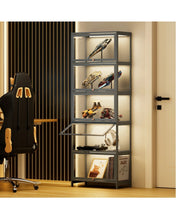 Load image into Gallery viewer, 23" Filp Up Acrylic Door Showcase - 67.5''Height - 5 Tiers - Grey
