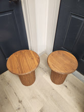 Load image into Gallery viewer, Round Pedestal Wood Side Table