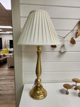 Load image into Gallery viewer, Gold Table Lamp W/ White Pleated Shade