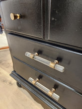 Load image into Gallery viewer, Black Painted Wooden 2 Drawer Nightstand