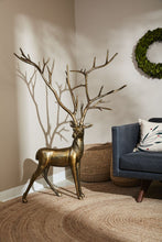 Load image into Gallery viewer, Brass Stag (Deer) Statue, Antique Gold Finish