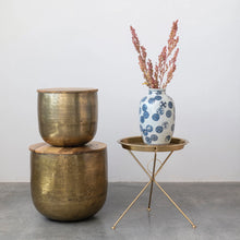 Load image into Gallery viewer, Metal Folding Tray Table, Brass Finish