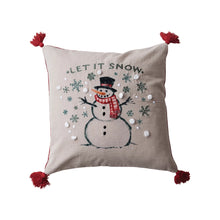 Load image into Gallery viewer, "Let It Snow" Snowman Throw Pillow