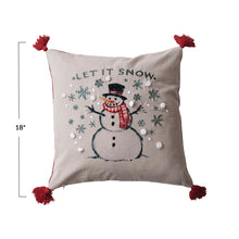 Load image into Gallery viewer, "Let It Snow" Snowman Throw Pillow