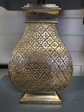 Load image into Gallery viewer, Gold Hammered Table Lamp w/ Black Shade – Vintage Style