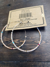 Load image into Gallery viewer, 1-3/4" Round Glass & Metal Hoop Earrings