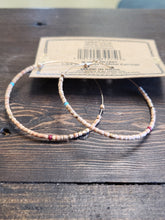 Load image into Gallery viewer, 1-3/4" Round Glass & Metal Hoop Earrings
