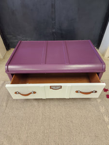 Purple & White Wood Chest Coffee Table