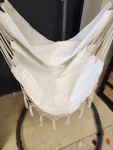 Load image into Gallery viewer, White Indoor Swing Chair w/ Macrame Accents