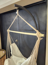 Load image into Gallery viewer, White Indoor Swing Chair w/ Macrame Accents