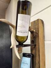 Load image into Gallery viewer, Wood, Metal & Antler Wine Bottle Rack / Holder
