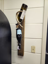 Load image into Gallery viewer, Wood, Metal & Antler Wine Bottle Rack / Holder
