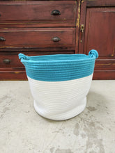 Load image into Gallery viewer, Blue and White Fabric Floor Basket
