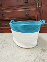 Load image into Gallery viewer, Blue and White Fabric Floor Basket