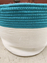 Load image into Gallery viewer, Blue and White Fabric Floor Basket