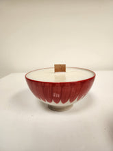 Load image into Gallery viewer, Scented Candle in Red & White Ceramic Bowl