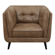Load image into Gallery viewer, Brown Upholstered Button Tufted Faux Leather Chair