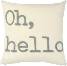 Load image into Gallery viewer, Embroidered "Oh, Hello" Throw Pillow