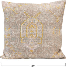 Load image into Gallery viewer, Stonewashed Cotton Printed Throw Pillow, Pink & Yellow