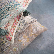Load image into Gallery viewer, Stonewashed Cotton Printed Throw Pillow, Pink & Yellow
