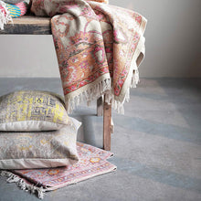 Load image into Gallery viewer, Stonewashed Cotton Printed Throw Pillow, Pink & Yellow