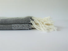 Load image into Gallery viewer, Gray Striped Turkish Bath Towel
