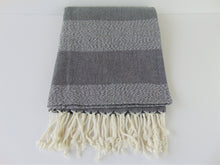 Load image into Gallery viewer, Gray Striped Turkish Bath Towel
