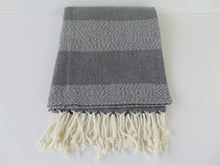 Load image into Gallery viewer, Gray Striped Turkish Bath Towel