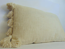 Load image into Gallery viewer, Cream Slub Throw Pillow w/ Tassels