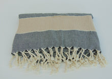 Load image into Gallery viewer, Gray & Peach Turkish Bath Towel