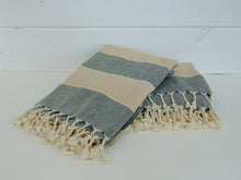 Load image into Gallery viewer, Gray & Peach Turkish Bath Towel