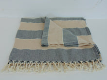 Load image into Gallery viewer, Gray & Peach Turkish Bath Towel
