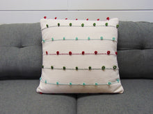 Load image into Gallery viewer, White Cotton Throw Pillow W/ Multicolor Loops Stripes