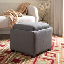 Load image into Gallery viewer, Fabric Storage Ottoman w/ Removable Tray