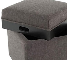 Load image into Gallery viewer, Fabric Storage Ottoman w/ Removable Tray