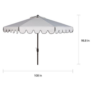Venice Single-scallop 8.5-ft. Crank White/Black Outdoor Umbrella