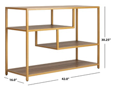 Load image into Gallery viewer, Reese Geometric Gold and Walnut Console/Sofa Table