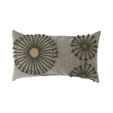 Load image into Gallery viewer, Cotton Lumbar Pillow with Embroidery, Applique and Chambray Back