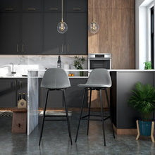 Load image into Gallery viewer, Gray Velvet Low Back Counter Height Bar Stool