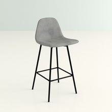 Load image into Gallery viewer, Gray Velvet Low Back Counter Height Bar Stool