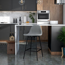 Load image into Gallery viewer, Gray Velvet Low Back Counter Height Bar Stool