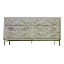 Load image into Gallery viewer, Wilbraham White & Gold 6 Drawer 72" W Solid Wood Double Dresser