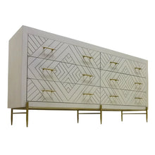 Load image into Gallery viewer, Wilbraham White & Gold 6 Drawer 72" W Solid Wood Double Dresser