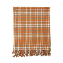 Load image into Gallery viewer, Orange Plaid Throw Blanket