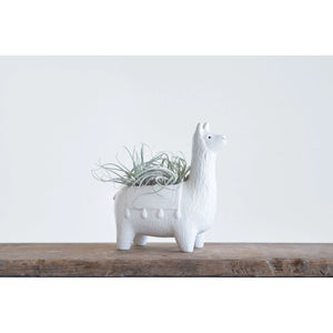 Ceramic White Llama Planter